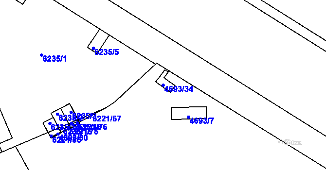 Parcela st. 4693/34 v KÚ Jihlava, Katastrální mapa