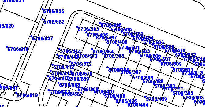 Parcela st. 5706/385 v KÚ Jihlava, Katastrální mapa