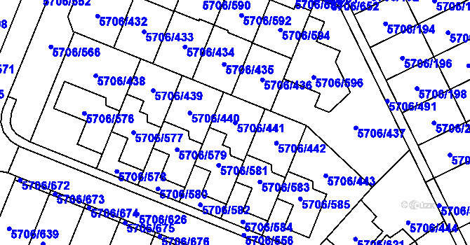 Parcela st. 5706/441 v KÚ Jihlava, Katastrální mapa