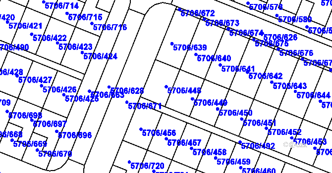 Parcela st. 5706/448 v KÚ Jihlava, Katastrální mapa