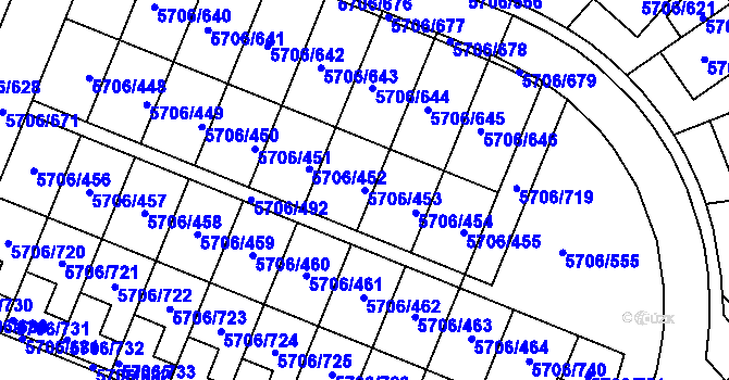 Parcela st. 5706/453 v KÚ Jihlava, Katastrální mapa
