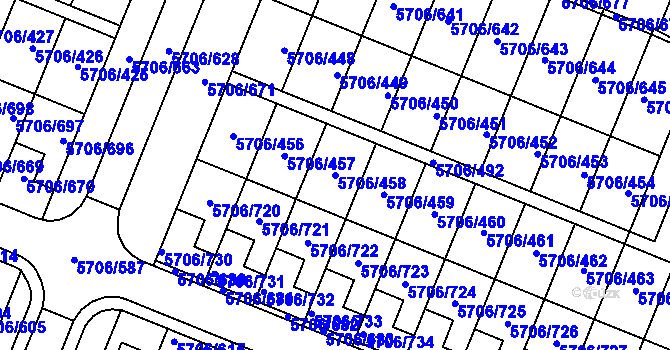 Parcela st. 5706/458 v KÚ Jihlava, Katastrální mapa