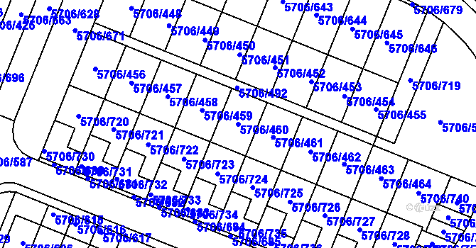 Parcela st. 5706/460 v KÚ Jihlava, Katastrální mapa