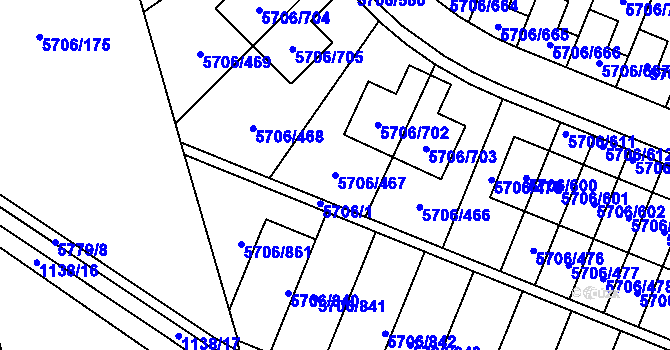 Parcela st. 5706/467 v KÚ Jihlava, Katastrální mapa