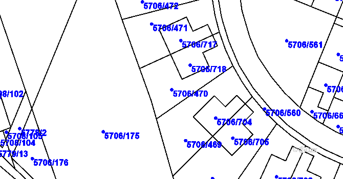 Parcela st. 5706/470 v KÚ Jihlava, Katastrální mapa