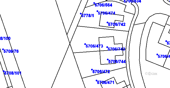 Parcela st. 5706/473 v KÚ Jihlava, Katastrální mapa