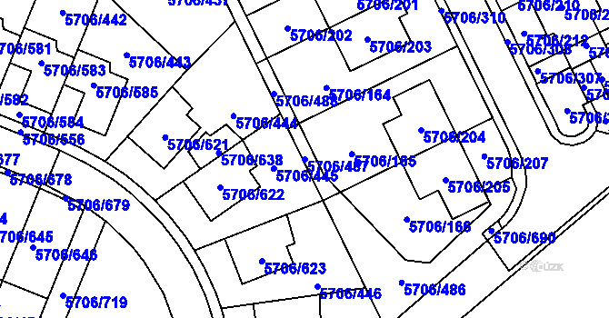 Parcela st. 5706/487 v KÚ Jihlava, Katastrální mapa
