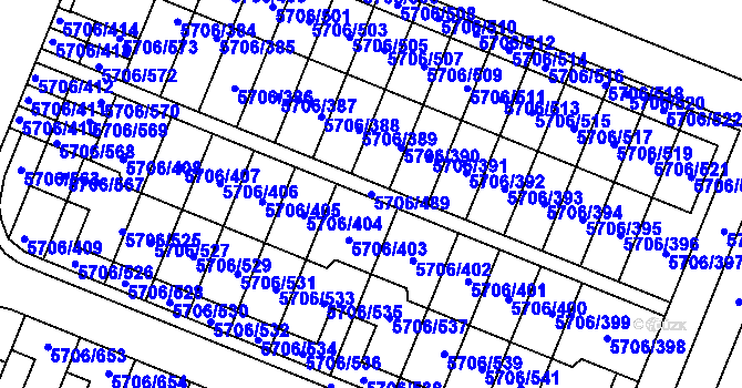 Parcela st. 5706/489 v KÚ Jihlava, Katastrální mapa