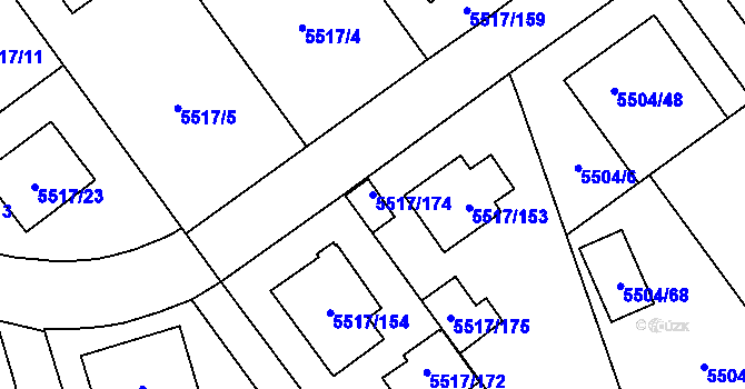 Parcela st. 5517/174 v KÚ Jihlava, Katastrální mapa