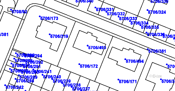 Parcela st. 5706/493 v KÚ Jihlava, Katastrální mapa