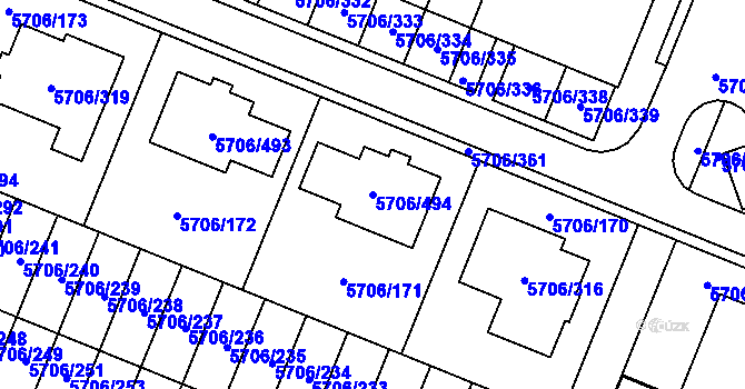 Parcela st. 5706/494 v KÚ Jihlava, Katastrální mapa