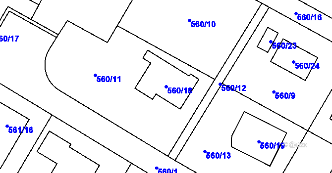 Parcela st. 560/18 v KÚ Jihlava, Katastrální mapa