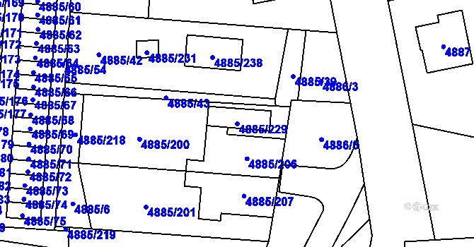 Parcela st. 4885/229 v KÚ Jihlava, Katastrální mapa