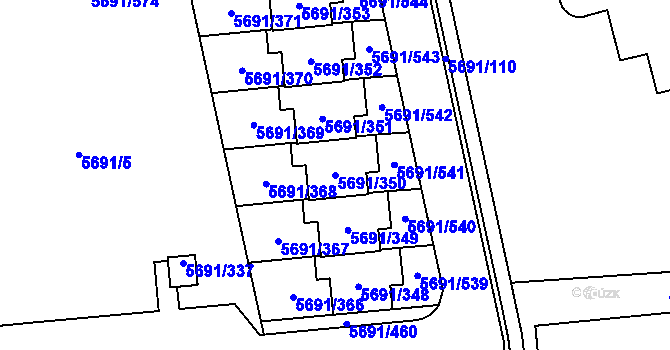 Parcela st. 5691/350 v KÚ Jihlava, Katastrální mapa