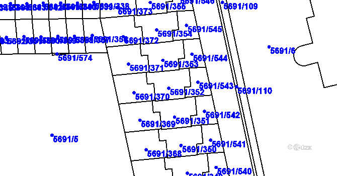 Parcela st. 5691/352 v KÚ Jihlava, Katastrální mapa
