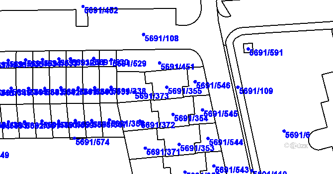 Parcela st. 5691/355 v KÚ Jihlava, Katastrální mapa