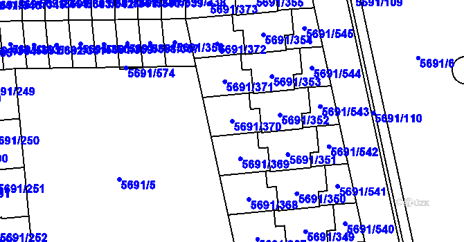 Parcela st. 5691/370 v KÚ Jihlava, Katastrální mapa