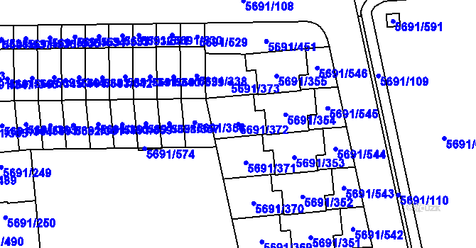 Parcela st. 5691/372 v KÚ Jihlava, Katastrální mapa
