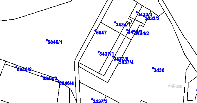 Parcela st. 3437/1 v KÚ Jihlava, Katastrální mapa
