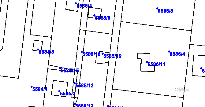 Parcela st. 5585/19 v KÚ Jihlava, Katastrální mapa