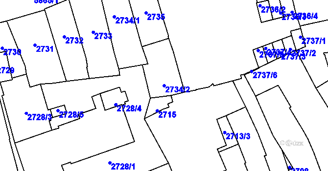 Parcela st. 2734/2 v KÚ Jihlava, Katastrální mapa