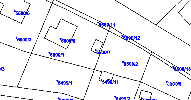 Parcela st. 5500/7 v KÚ Jihlava, Katastrální mapa