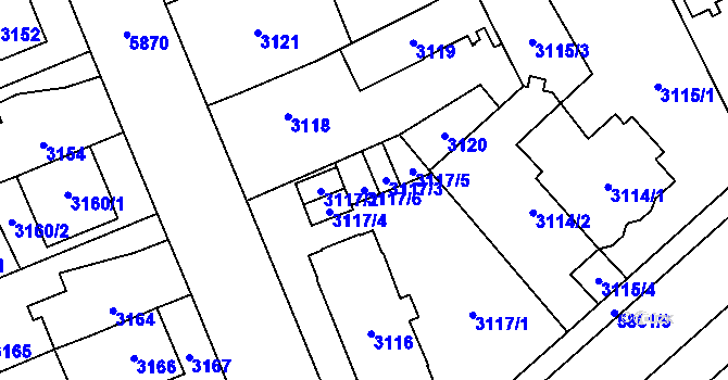 Parcela st. 3117/6 v KÚ Jihlava, Katastrální mapa