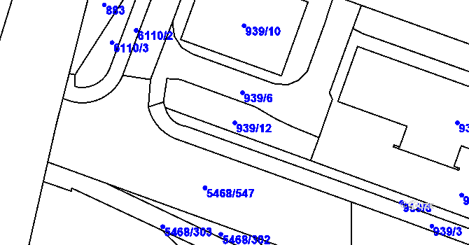 Parcela st. 939/12 v KÚ Jihlava, Katastrální mapa