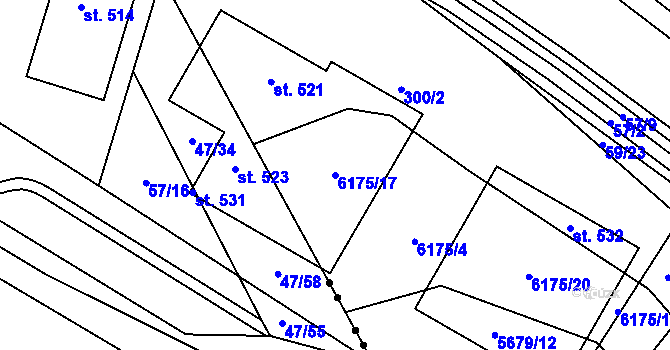 Parcela st. 6175/17 v KÚ Jihlava, Katastrální mapa