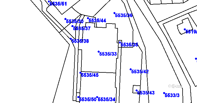 Parcela st. 5535/33 v KÚ Jihlava, Katastrální mapa