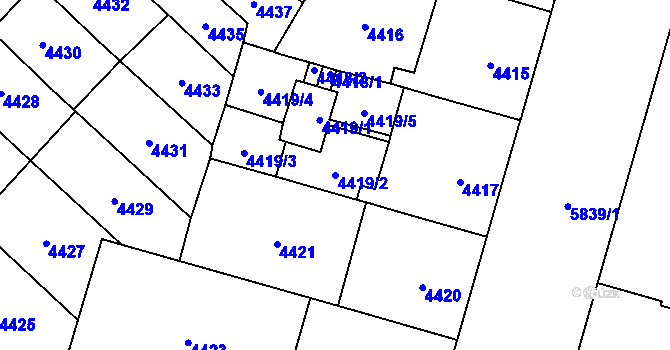 Parcela st. 4419/2 v KÚ Jihlava, Katastrální mapa