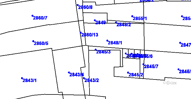 Parcela st. 2845/3 v KÚ Jihlava, Katastrální mapa