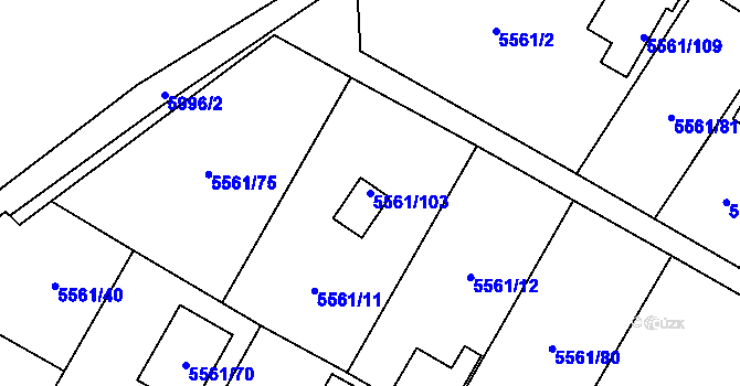 Parcela st. 5561/103 v KÚ Jihlava, Katastrální mapa