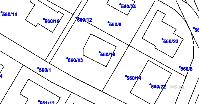 Parcela st. 560/19 v KÚ Jihlava, Katastrální mapa