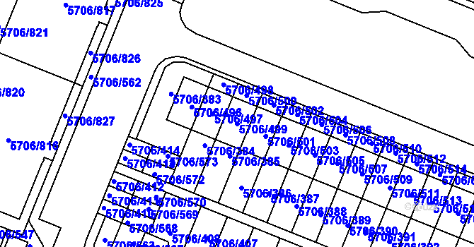 Parcela st. 5706/499 v KÚ Jihlava, Katastrální mapa