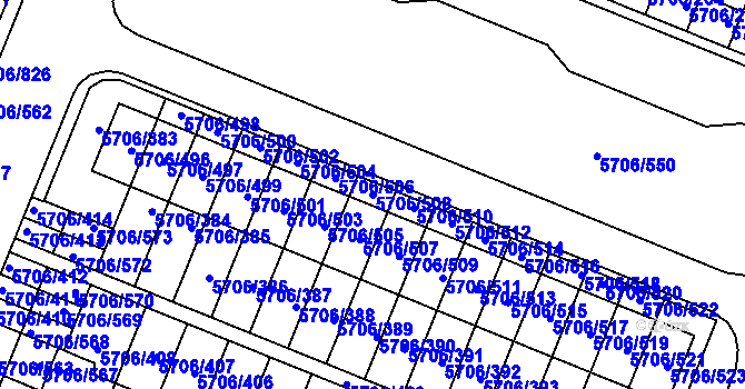 Parcela st. 5706/508 v KÚ Jihlava, Katastrální mapa