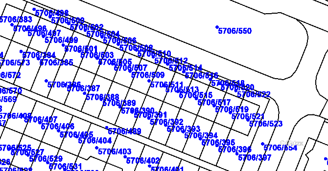 Parcela st. 5706/513 v KÚ Jihlava, Katastrální mapa