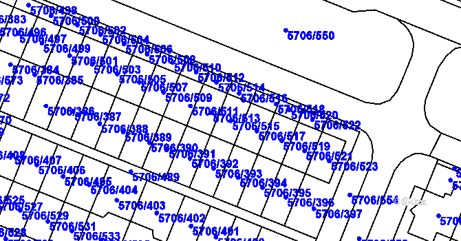 Parcela st. 5706/515 v KÚ Jihlava, Katastrální mapa