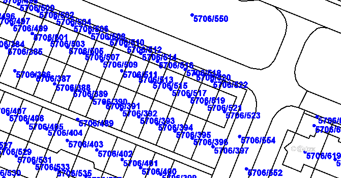 Parcela st. 5706/517 v KÚ Jihlava, Katastrální mapa