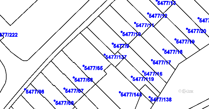 Parcela st. 5477/137 v KÚ Jihlava, Katastrální mapa