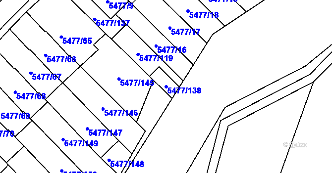 Parcela st. 5477/138 v KÚ Jihlava, Katastrální mapa