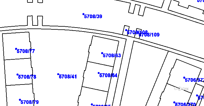 Parcela st. 5708/63 v KÚ Jihlava, Katastrální mapa