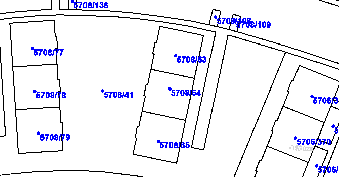 Parcela st. 5708/64 v KÚ Jihlava, Katastrální mapa