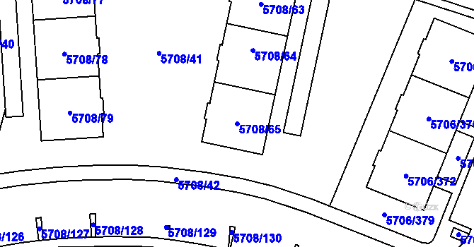 Parcela st. 5708/65 v KÚ Jihlava, Katastrální mapa