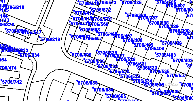 Parcela st. 5706/525 v KÚ Jihlava, Katastrální mapa