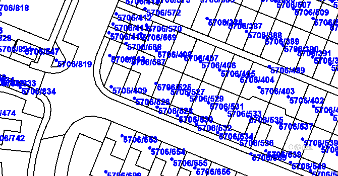 Parcela st. 5706/527 v KÚ Jihlava, Katastrální mapa
