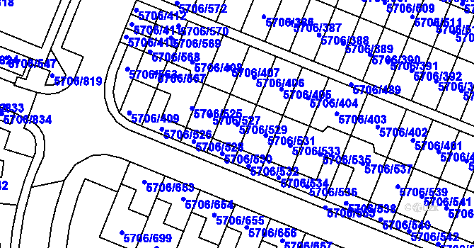 Parcela st. 5706/529 v KÚ Jihlava, Katastrální mapa