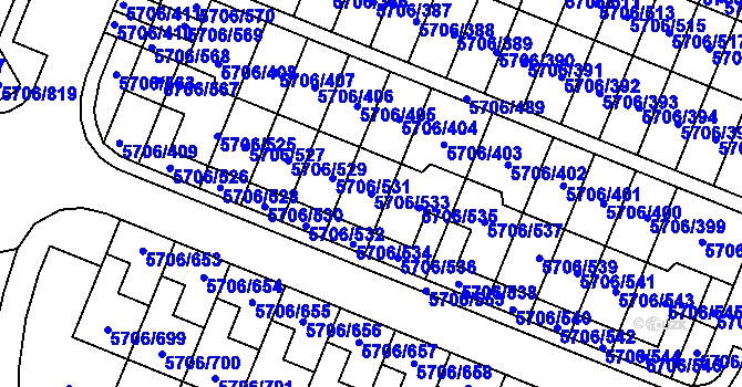 Parcela st. 5706/533 v KÚ Jihlava, Katastrální mapa