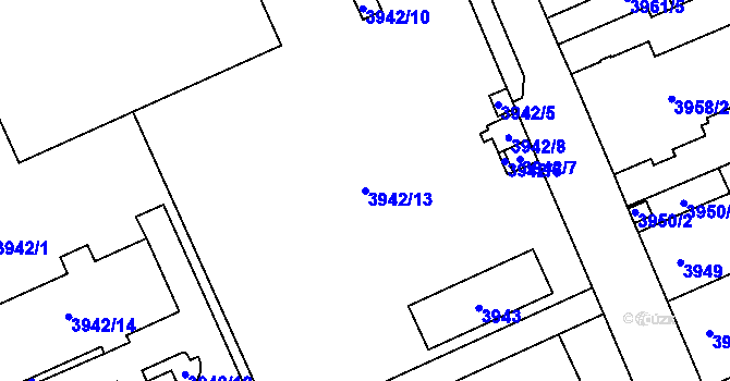 Parcela st. 3942/13 v KÚ Jihlava, Katastrální mapa