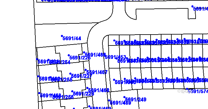 Parcela st. 5691/453 v KÚ Jihlava, Katastrální mapa